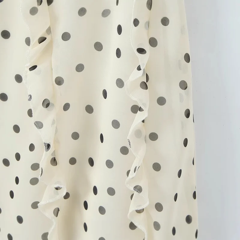Damen Wickel-Midirock aus Chiffon mit Volants und Pünktchen-Design Drune