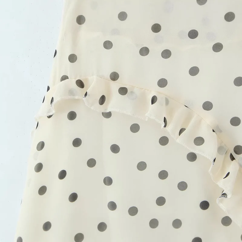Damen Wickel-Midirock aus Chiffon mit Volants und Pünktchen-Design Drune