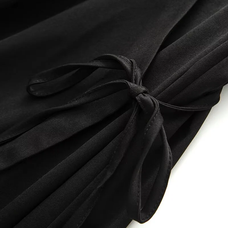 Damen Wickel‑Midikleid mit V‑Ausschnitt und Bindegürtel Drune