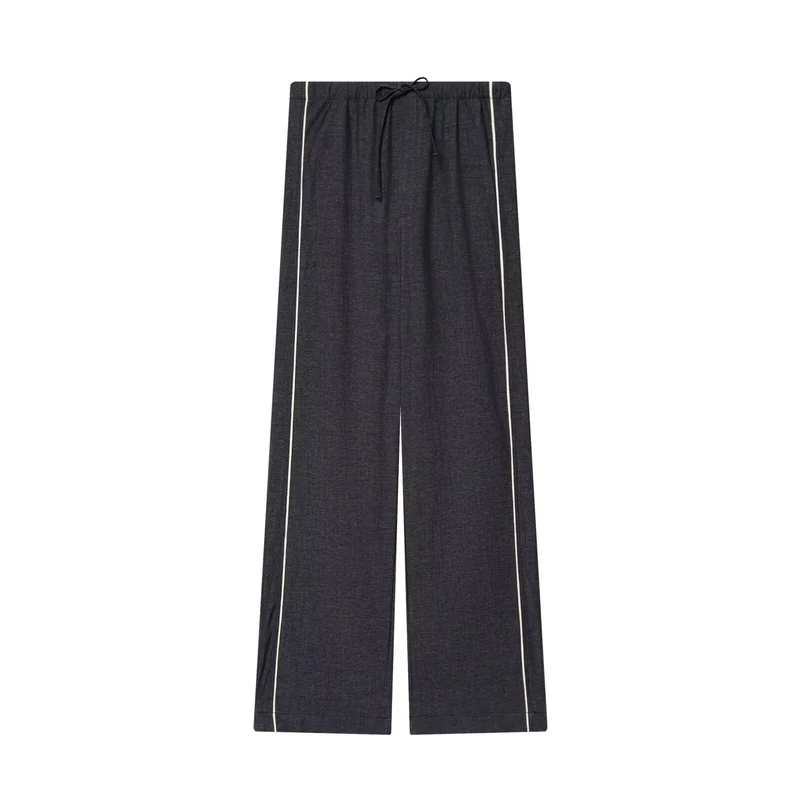 Damen Weitgeschnittene Lounge-Hose mit Tunnelzug und Kontrastpaspel Drune