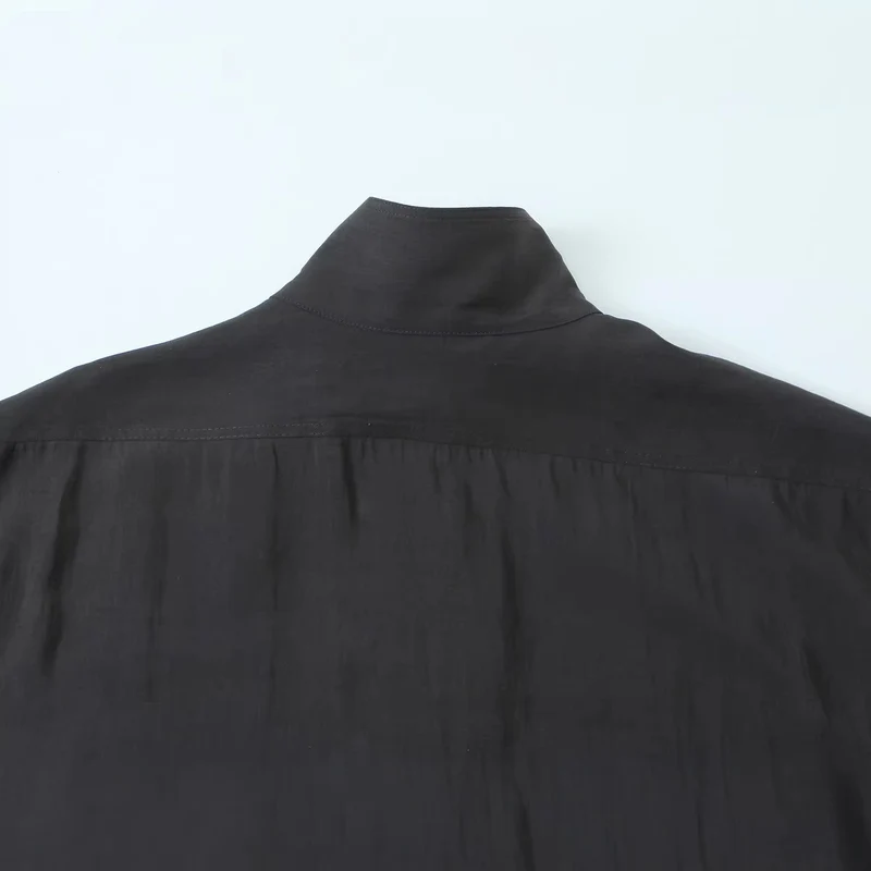 Damen Weites Oversize‑Hemd mit hohem Stehkragen und Brusttasche Drune