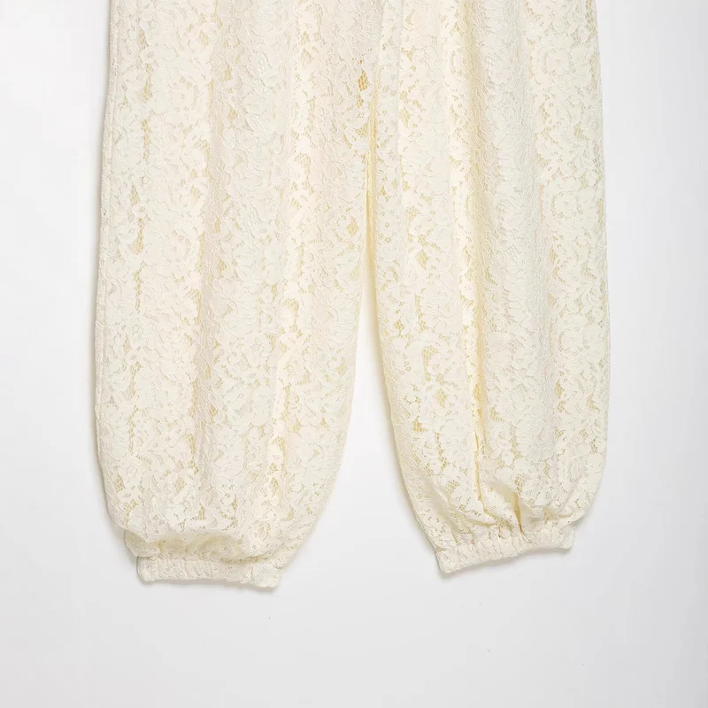 Damen Weite Spitzenhose im Haremstil mit elastischem Bund Drune