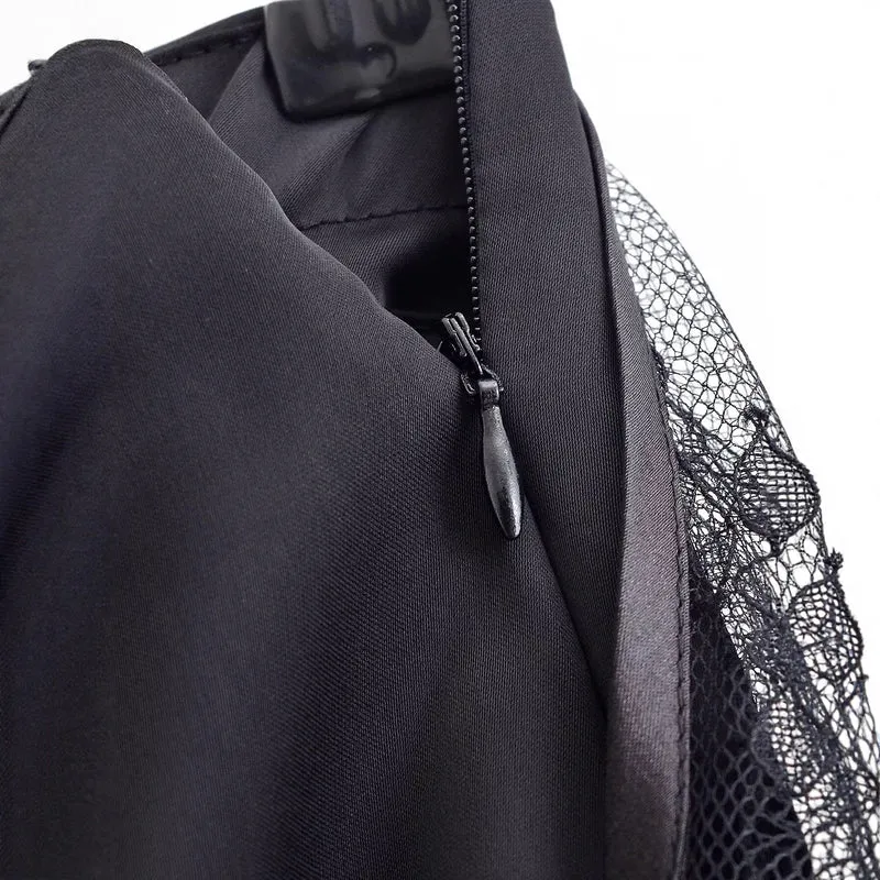 Damen weite Satinhose mit Spitzen‑Überwurf und Bindegürtel Drune