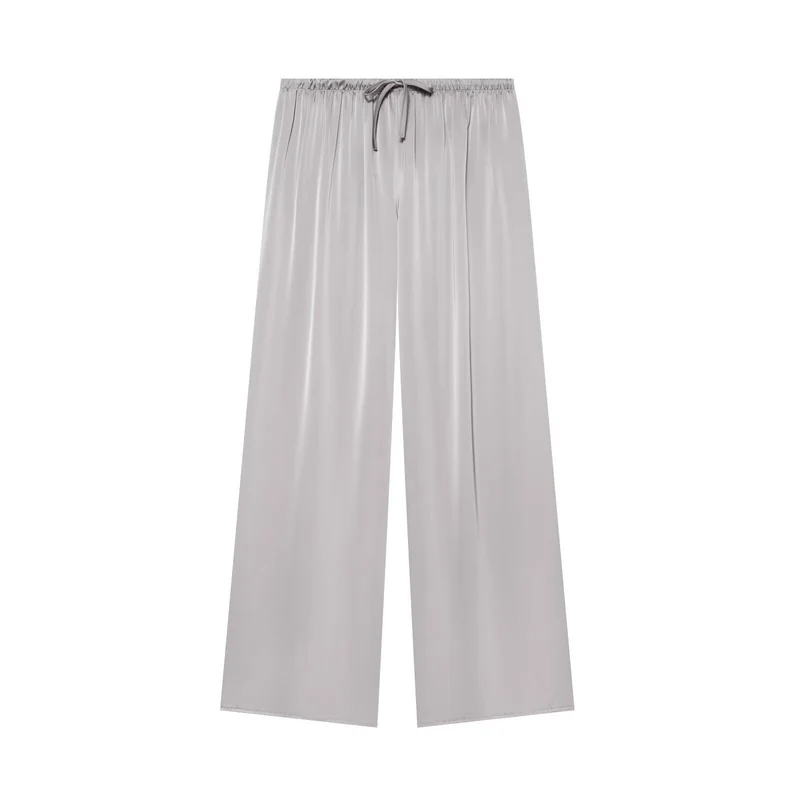 Damen Weite Satin-Hose mit elastischem Tunnelzugbund und weitem Bein Drune