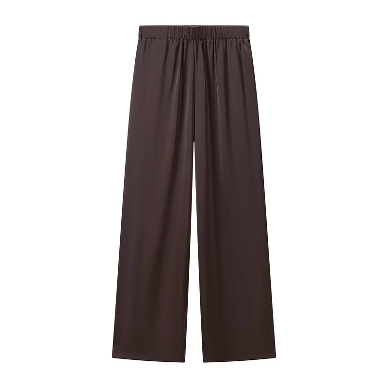 Damen Weite Palazzohose mit elastischem Bund und fließender Satin‑Optik Drune