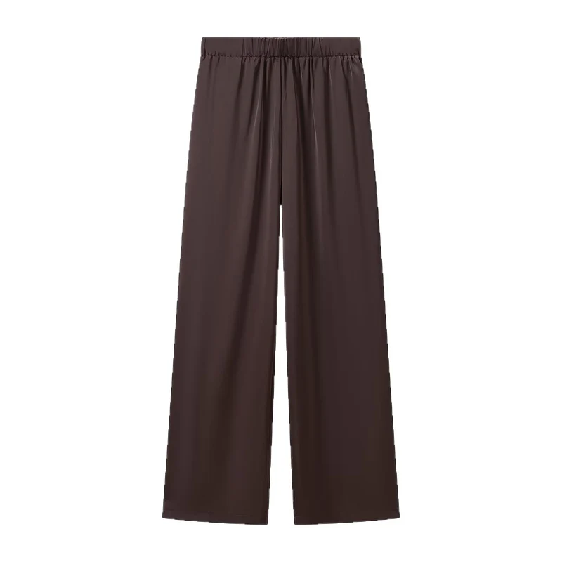 Damen Weite Palazzohose mit elastischem Bund und fließender Satin‑Optik Drune