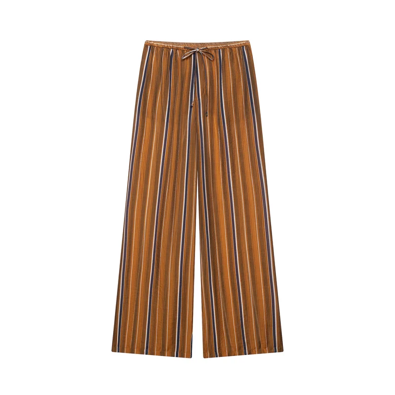 Damen Weite Palazzo‑Hose mit Tunnelzugbund und vertikalem Streifenjacquard Drune