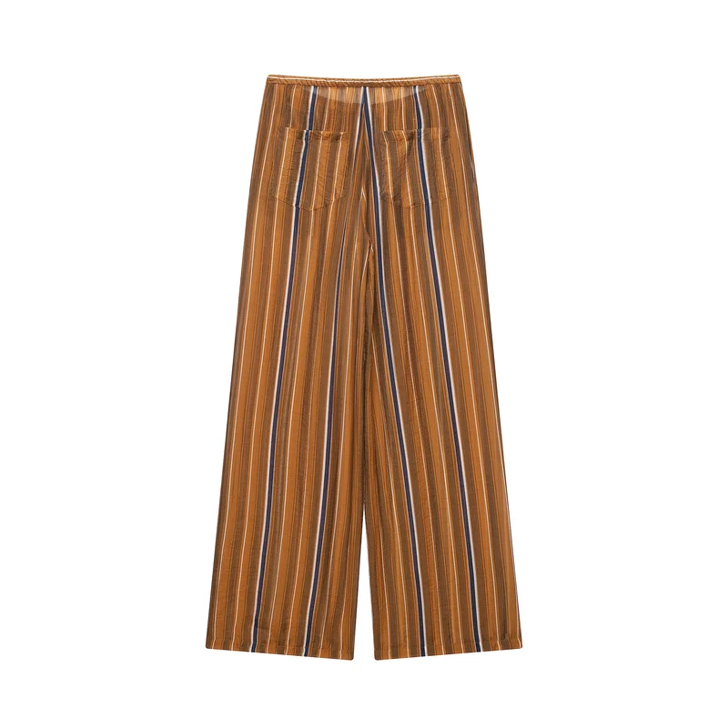 Damen Weite Palazzo‑Hose mit Tunnelzugbund und vertikalem Streifenjacquard Drune