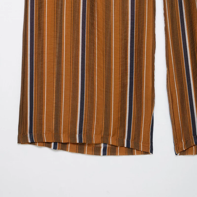 Damen Weite Palazzo‑Hose mit Tunnelzugbund und vertikalem Streifenjacquard Drune