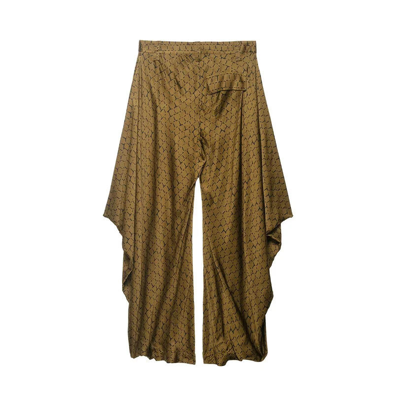 Damen Weite Palazzo-Hose mit asymmetrischem Volantsaum Drune