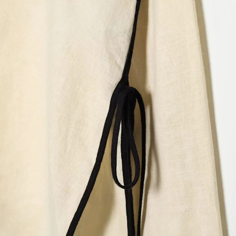 Damen Weite Leinenoptik-Hose mit hohem Elastikbund, Kontrastpaspel und Bein‑Schnürdetail Drune