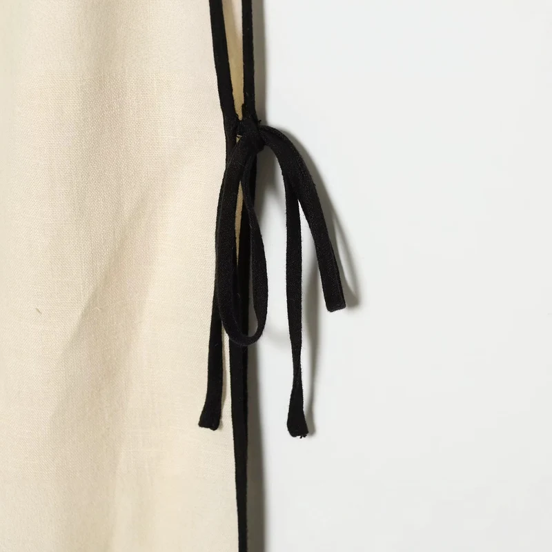 Damen Weite Leinenoptik-Hose mit hohem Elastikbund, Kontrastpaspel und Bein‑Schnürdetail Drune