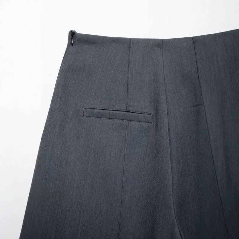 Damen Weite Highwaist-Hose mit Mittelnaht und Frontschlitz Drune