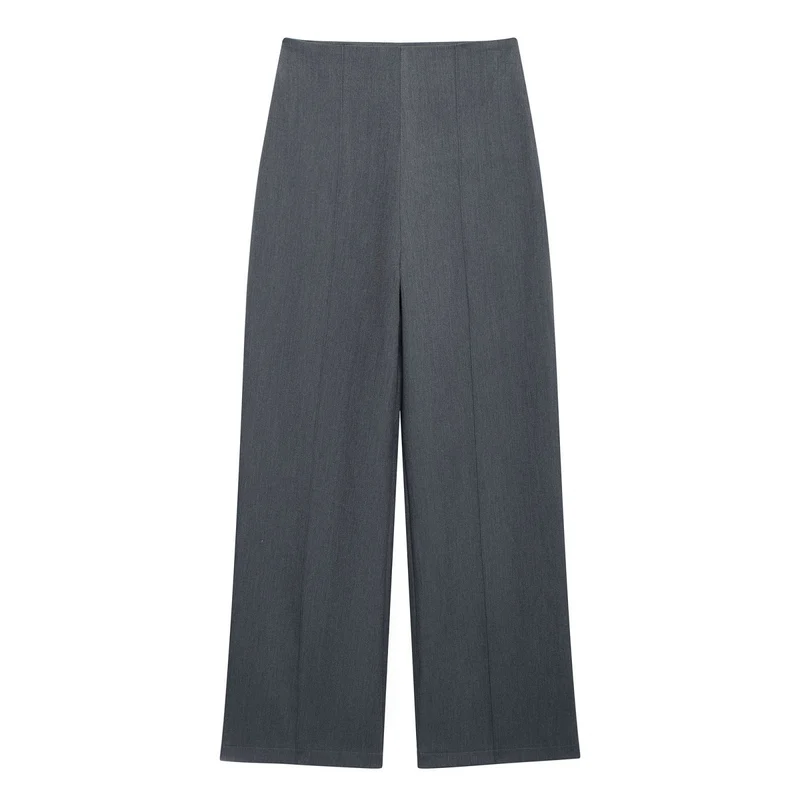 Damen Weite Highwaist-Hose mit Mittelnaht und Frontschlitz Drune