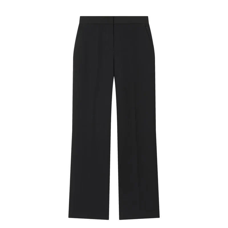 Damen Weite High‑Waist-Hose mit elastischem Bund, Bügelfalte und Seitentaschen Drune