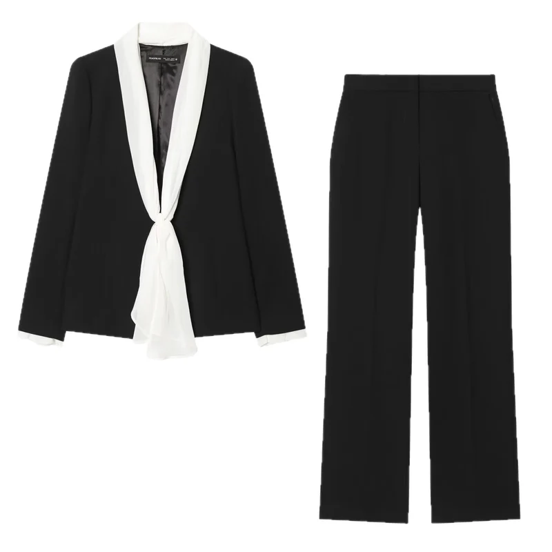 Damen Weite High‑Waist-Hose mit elastischem Bund, Bügelfalte und Seitentaschen Drune