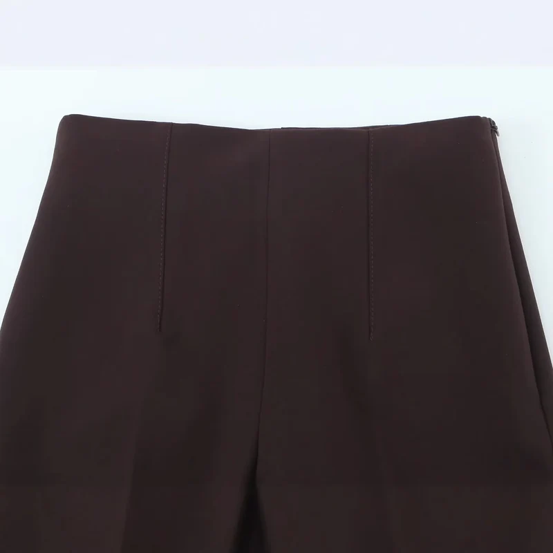 Damen Weite High‑Waist‑Hose mit Bundfalte und seitlichen Beinschlitzen Drune