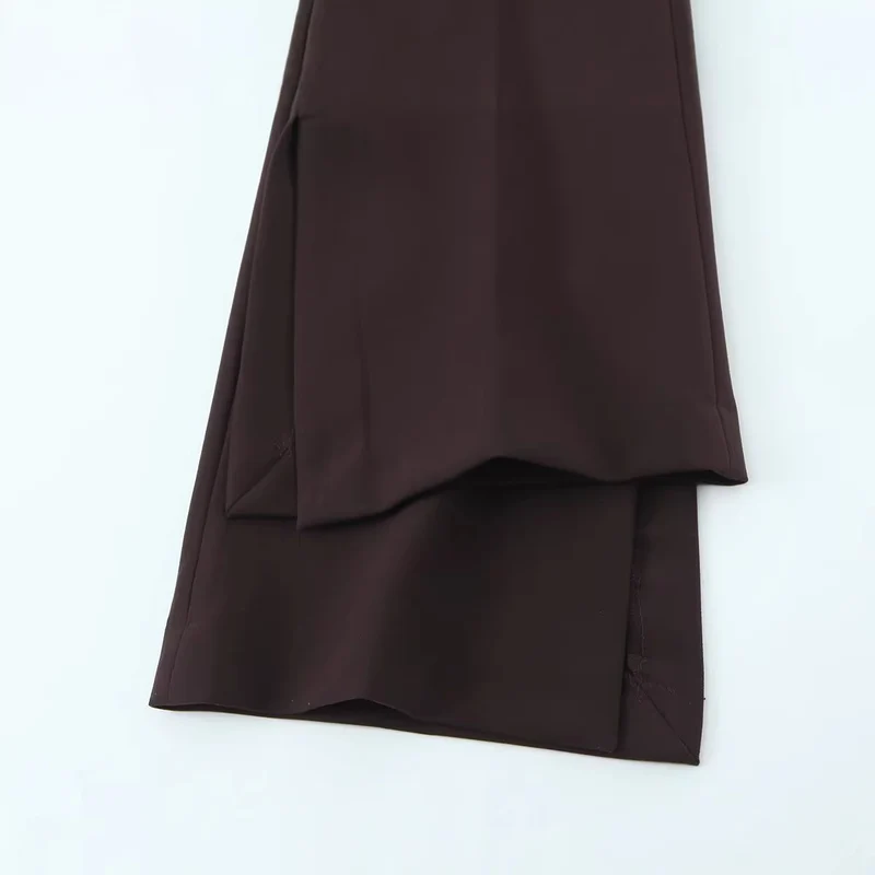 Damen Weite High‑Waist‑Hose mit Bundfalte und seitlichen Beinschlitzen Drune