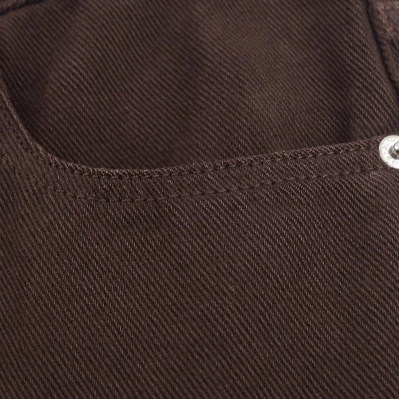 Damen Weite High‑Waist Fünf‑Taschen‑Hose aus Canvas mit geradem Bein Drune