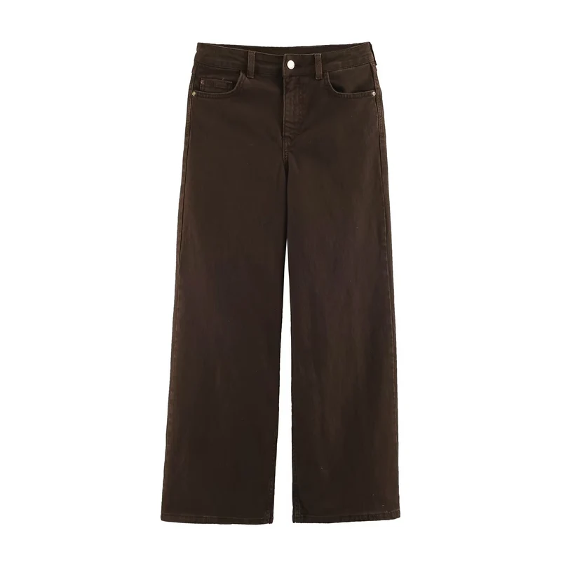 Damen Weite High-Waist Denimhose mit breitem Bein und Five-Pocket-Details Drune
