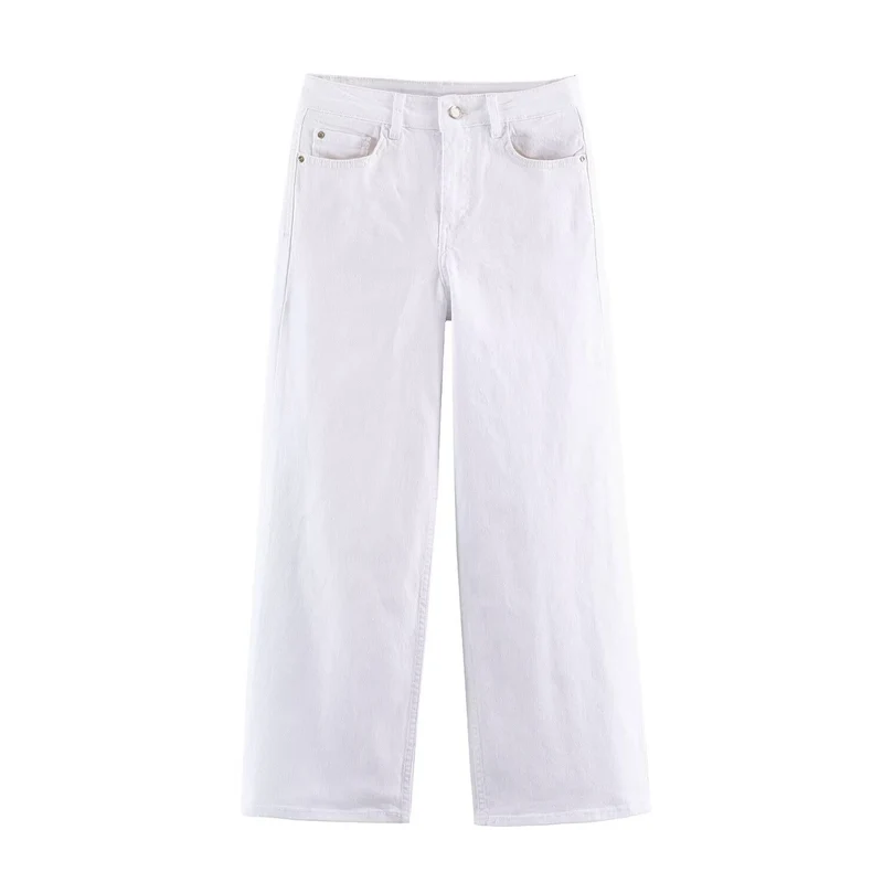 Damen Weite High-Waist Denimhose mit breitem Bein und Five-Pocket-Details Drune