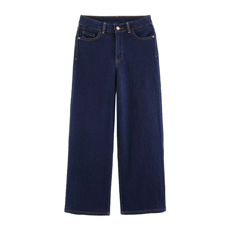 Damen Weite High-Waist Denimhose mit breitem Bein und Five-Pocket-Details Drune