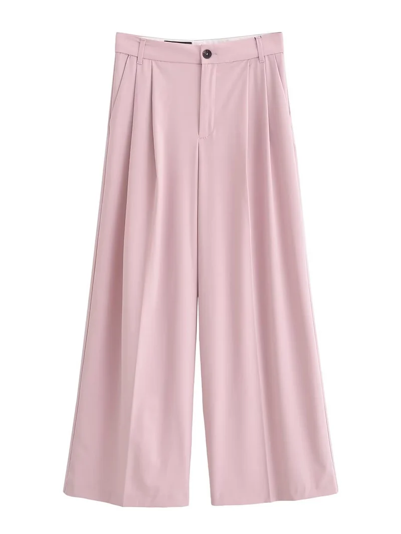 Damen Weite High‑Waist Bundfaltenhose mit weitem Bein Drune