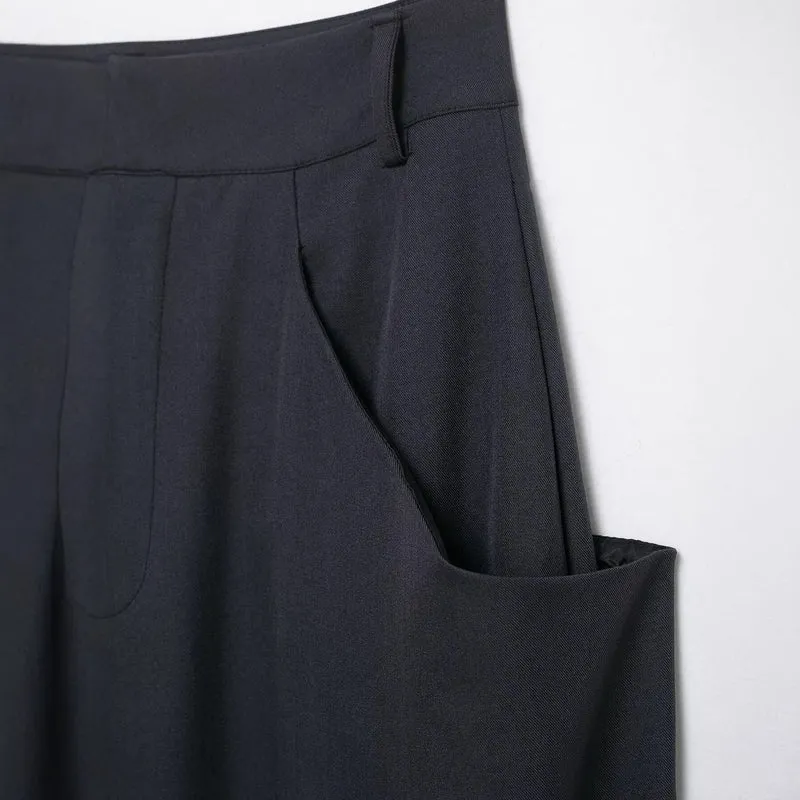 Damen Weite Culotte‑Hose mit hoher Taille und großen aufgesetzten Taschen Drune