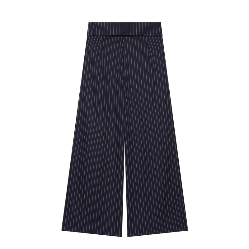 Damen Weite Culotte-Hose mit hohem Bund, Kordelzug und vorderseitigen Beinschlitzen Drune