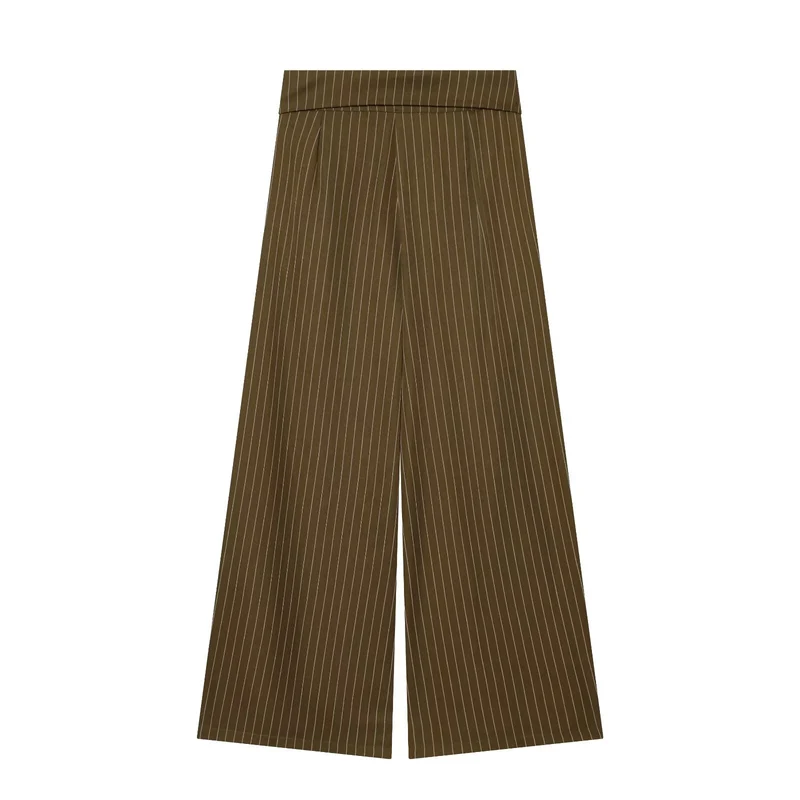 Damen Weite Culotte-Hose mit hohem Bund, Kordelzug und vorderseitigen Beinschlitzen Drune