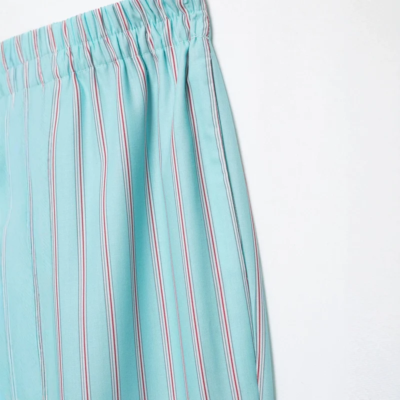 Damen Weite Culotte-Hose mit elastischem Bund, feinen Längsstreifen und Wellenkante Drune