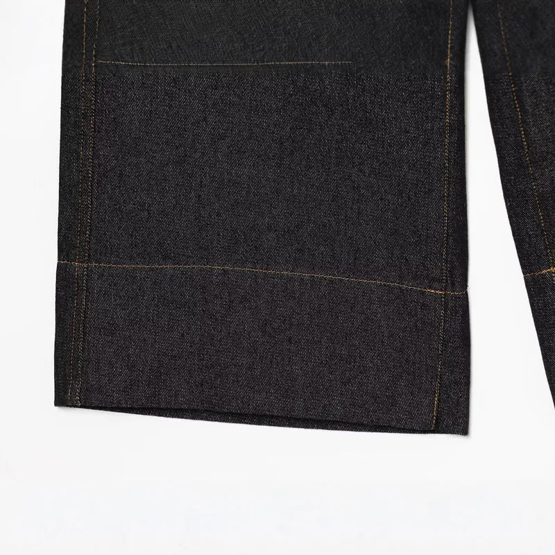 Damen Weite Cropped-Jeanshose mit hoher Taille, aufgesetzten Klappentaschen und breitem Saum Drune