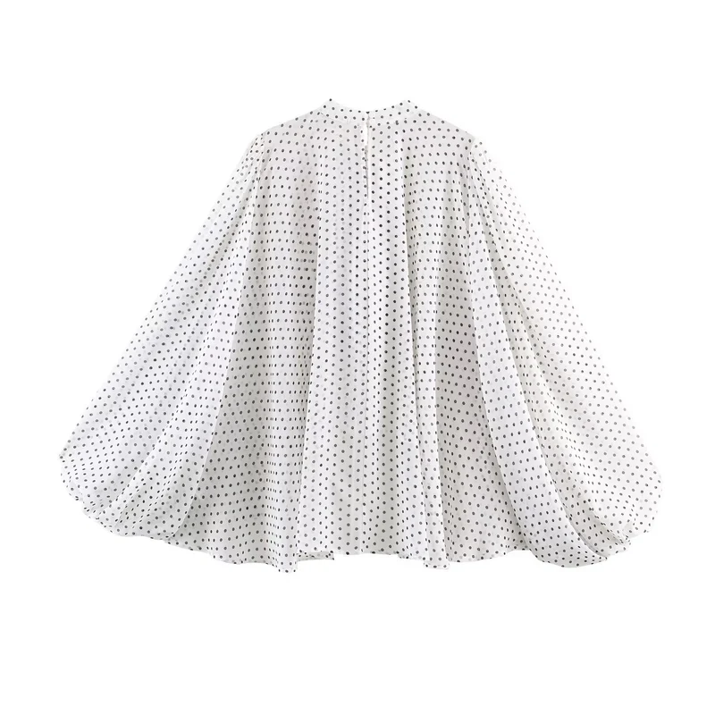 Damen Weite Chiffon‑Bluse mit Schleifenkragen und voluminösen Ballonärmeln Drune