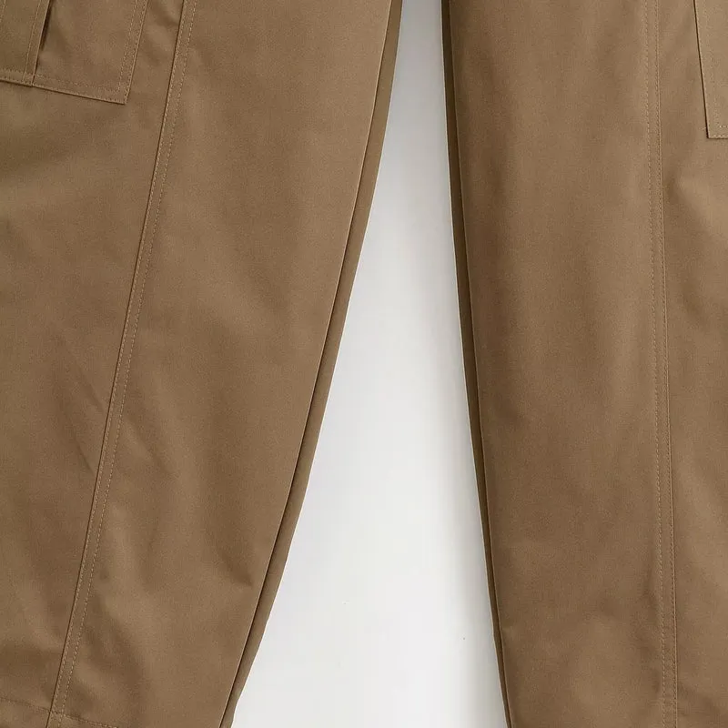 Damen Weite Cargo-Hose mit Utility-Taschen, Reißverschluss-Details und hoher Taille Drune
