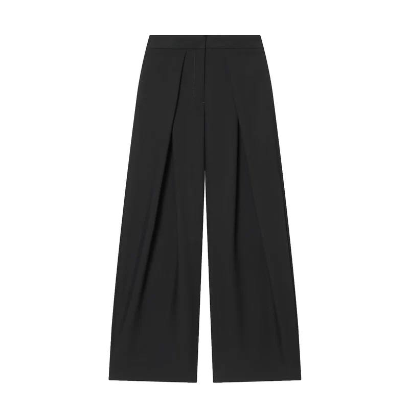 Damen Weite Bundfalten‑Hose mit hohem Bund und Drapierten Vorderfalten Drune