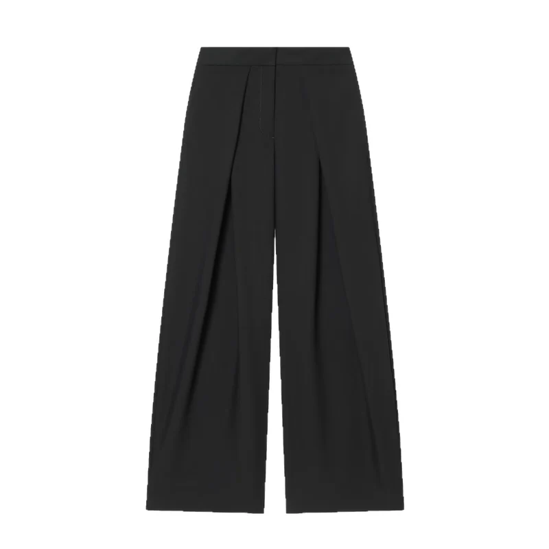 Damen Weite Bundfalten‑Hose mit hohem Bund und Drapierten Vorderfalten Drune