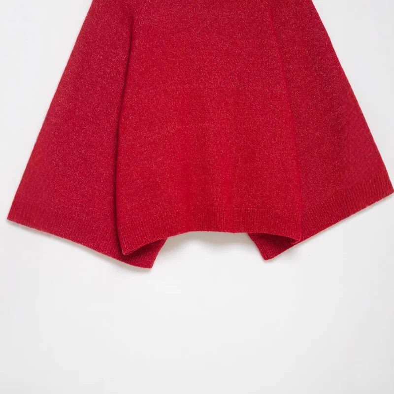 Damen Weicher Cape-Pullover mit weitem Fall und Stehkragen aus Glitzergarn Drune
