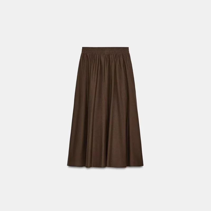 Damen Weicher A-Linien-Midirock mit elastischem Gummibund und fließender Chiffon‑Optik Drune