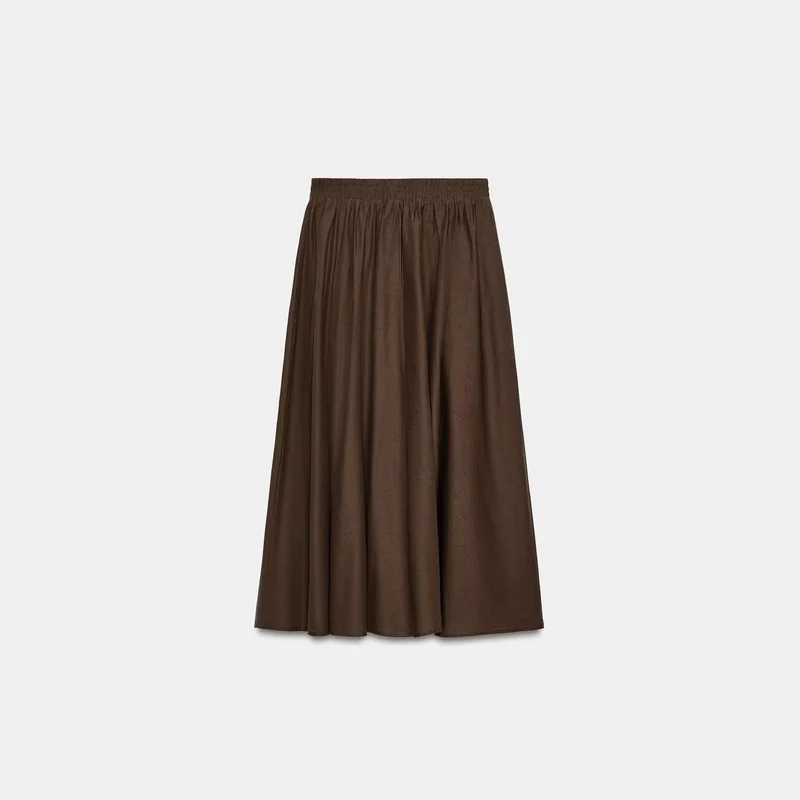 Damen Weicher A-Linien-Midirock mit elastischem Gummibund und fließender Chiffon‑Optik Drune