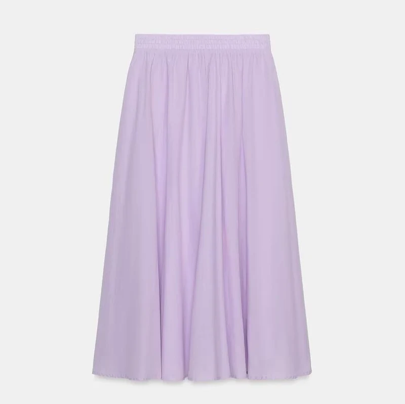 Damen Weicher A-Linien-Midirock mit elastischem Gummibund und fließender Chiffon‑Optik Drune