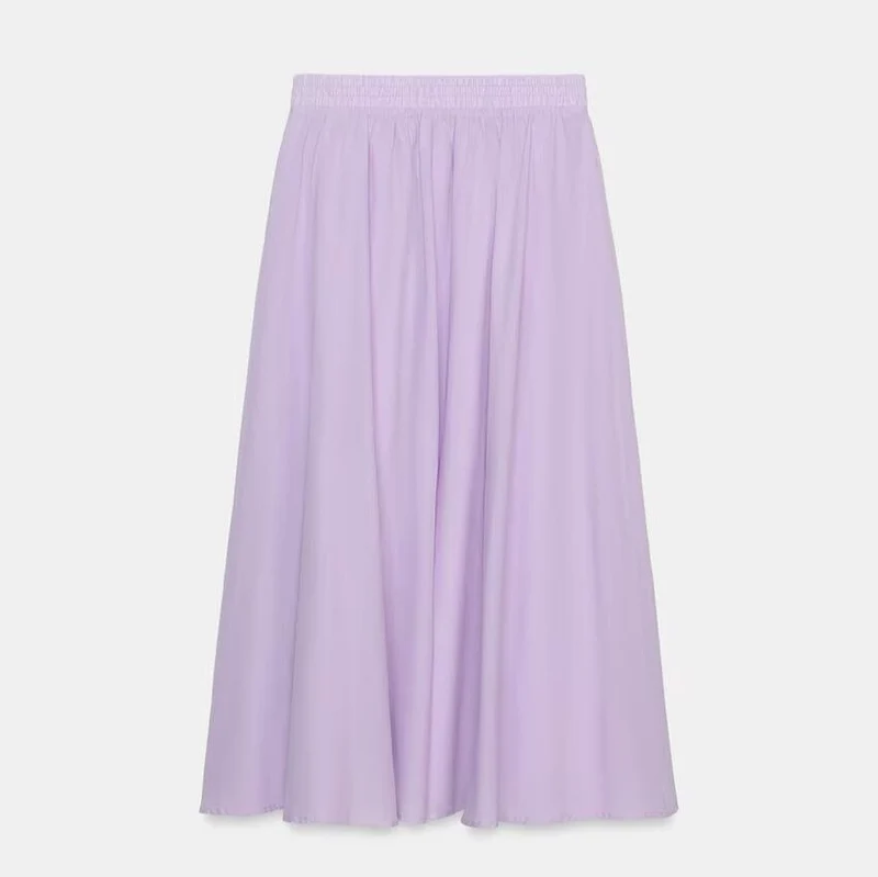 Damen Weicher A-Linien-Midirock mit elastischem Gummibund und fließender Chiffon‑Optik Drune