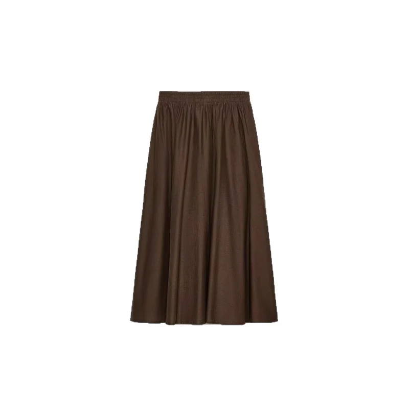 Damen Weicher A-Linien-Midirock mit elastischem Gummibund und fließender Chiffon‑Optik Drune
