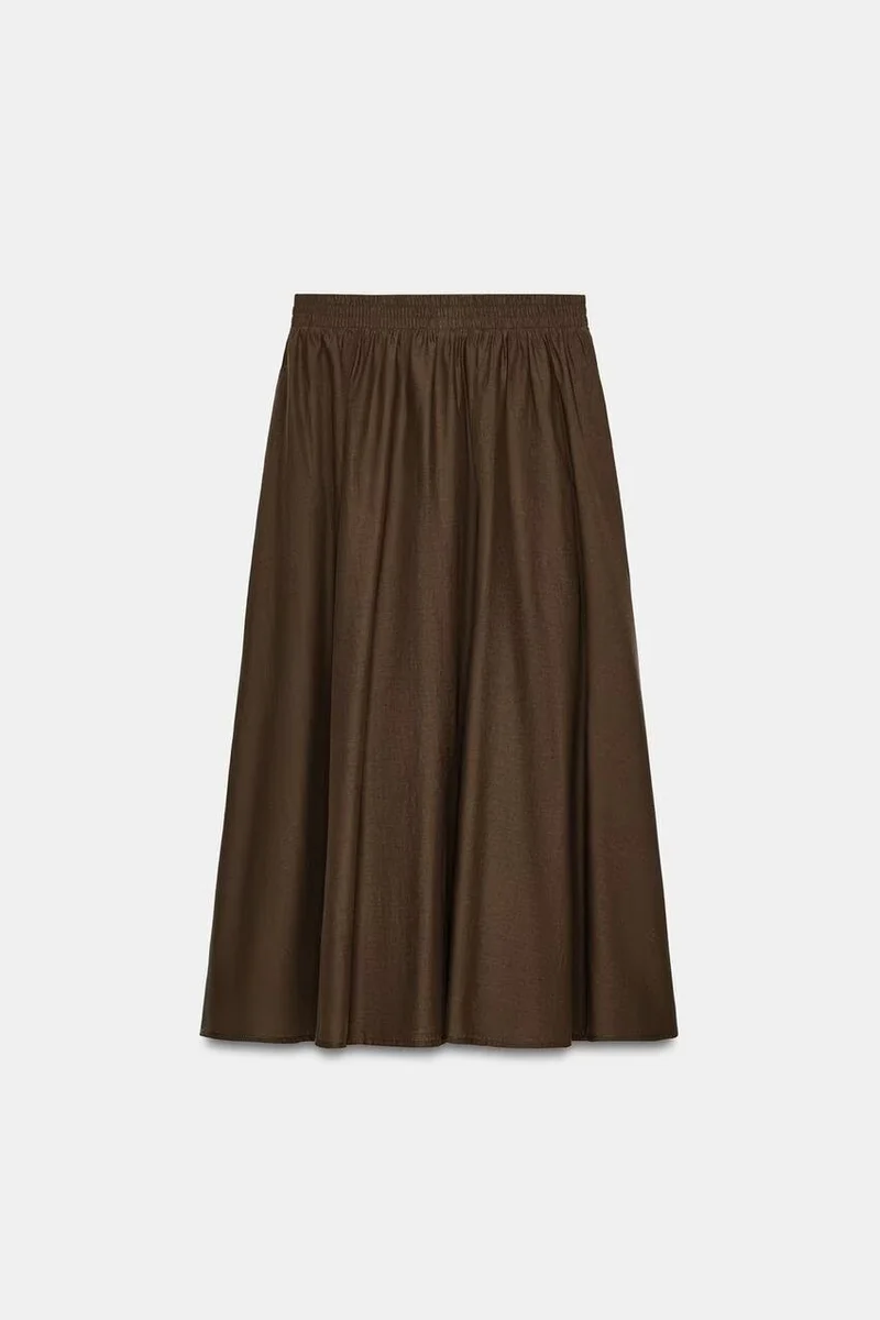 Damen Weicher A-Linien-Midirock mit elastischem Gummibund und fließender Chiffon‑Optik Drune