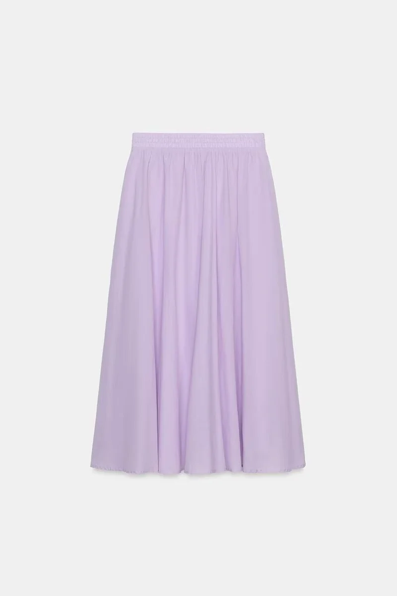 Damen Weicher A-Linien-Midirock mit elastischem Gummibund und fließender Chiffon‑Optik Drune