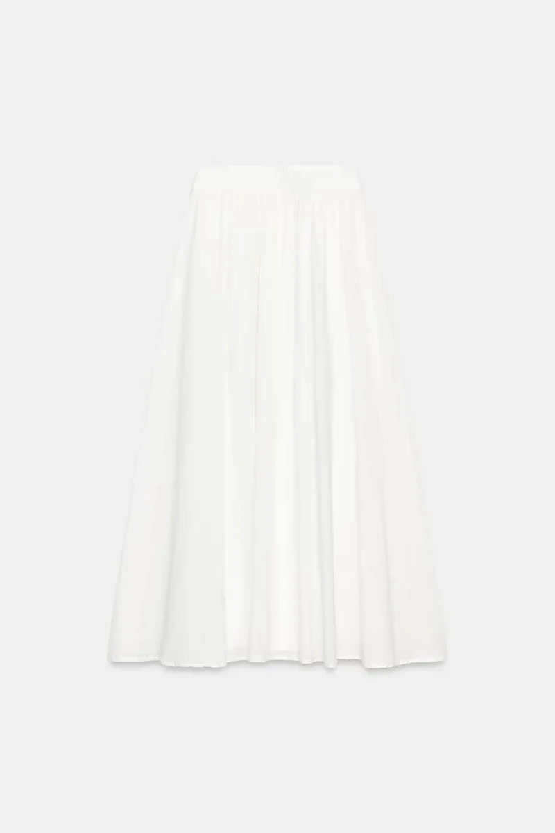 Damen Weicher A-Linien-Midirock mit elastischem Gummibund und fließender Chiffon‑Optik Drune