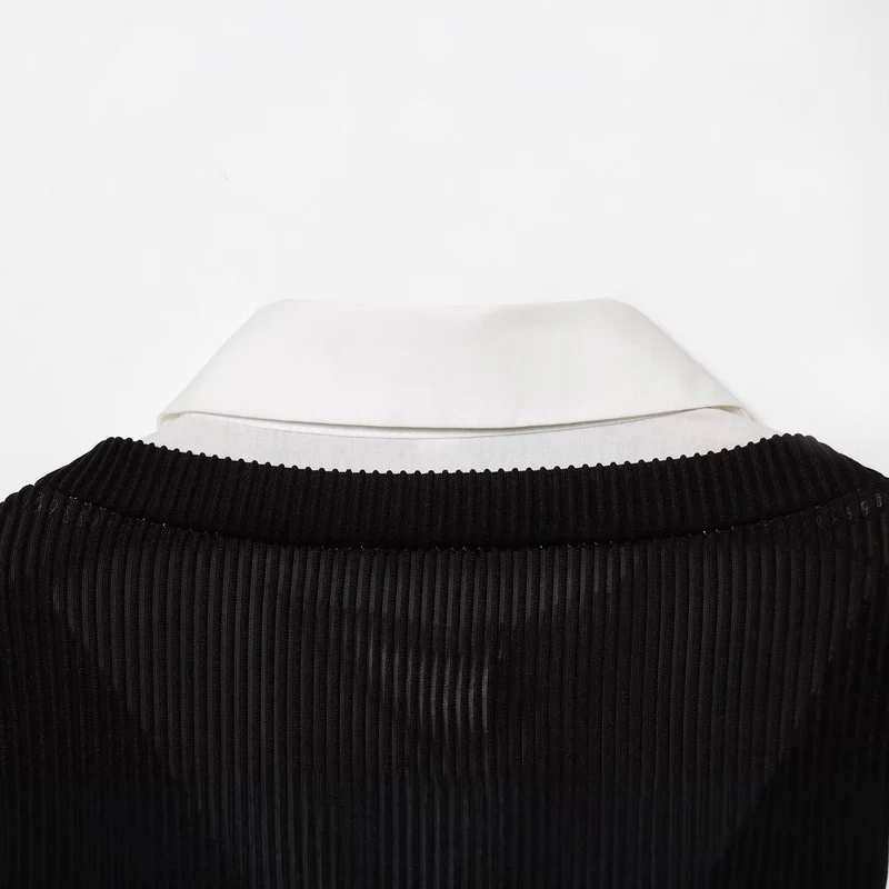 Damen Langes Hemdblusenkleid mit eingearbeiteter Strickweste Drune