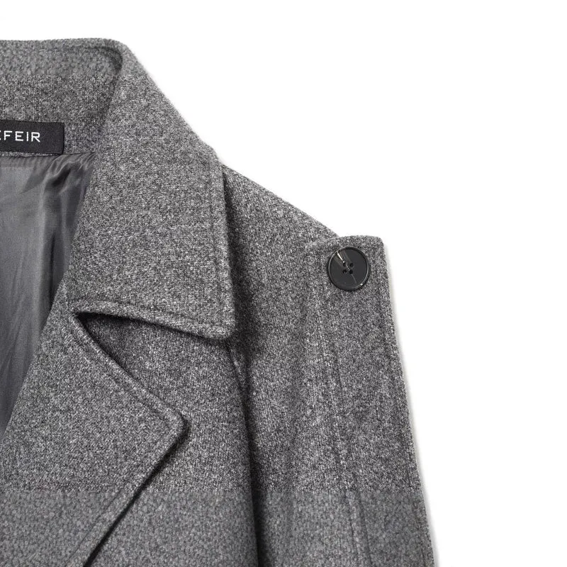 Damen Langer Woll-Trenchcoat mit Bindegürtel Drune