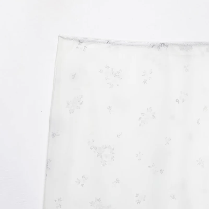 Damen Langer Unterrock mit floraler Spitzenborte und feinem Stickmesh Drune
