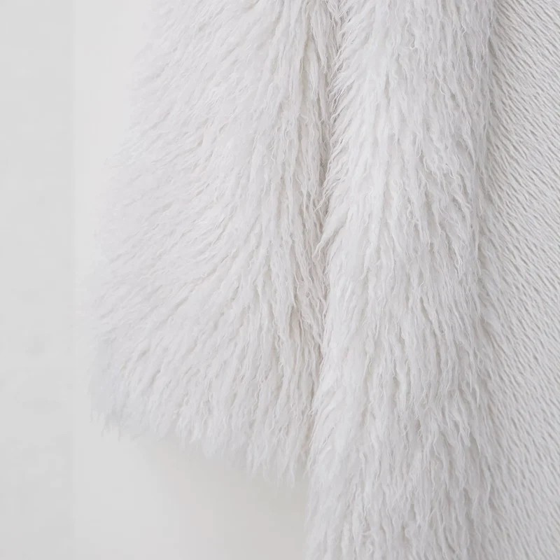 Damen Langer Shaggy-Kunstfellmantel im Longline-Schnitt Drune