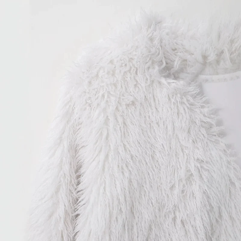 Damen Langer Shaggy-Kunstfellmantel im Longline-Schnitt Drune
